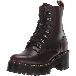 NWT Dr. Martens Platform Leona Boots in Burgundy